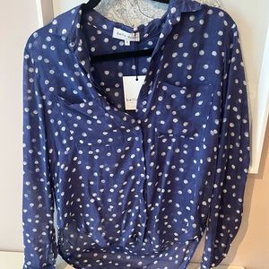 Bella Dahl blue polka dot button down